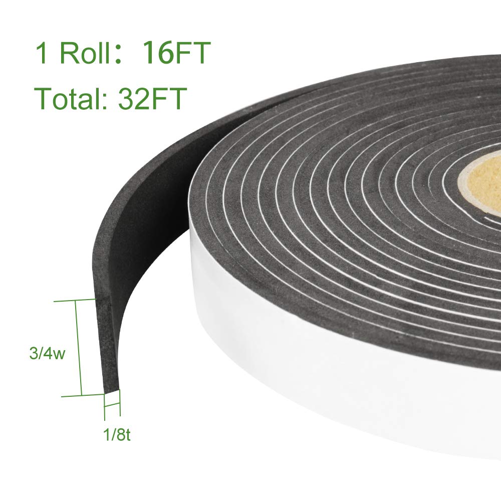 2 Rolls Foam Seal Tape for Door Window Seal Insulation (32 Foot)