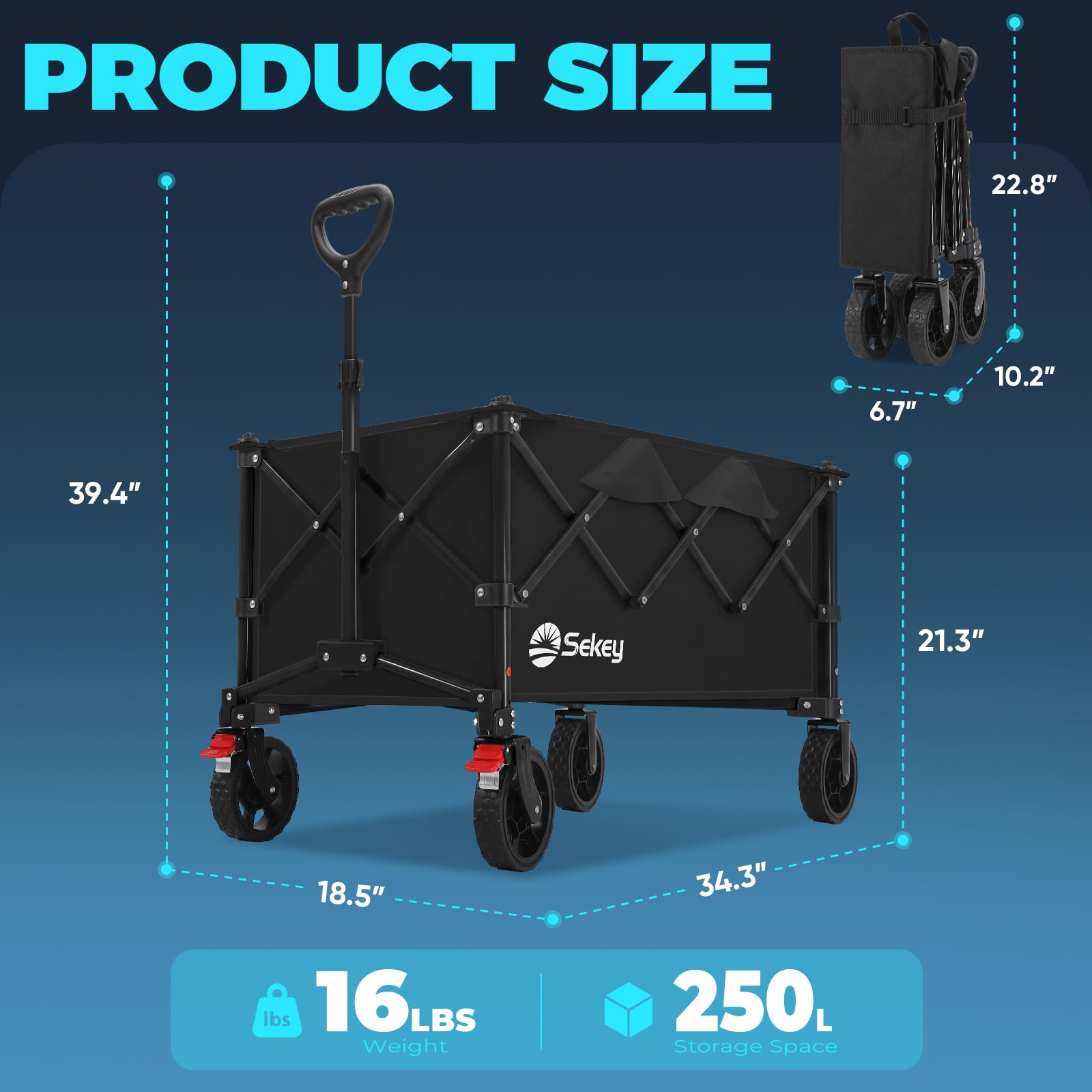 Collapsible Foldable Wagon with 300lbs Weight Capacity