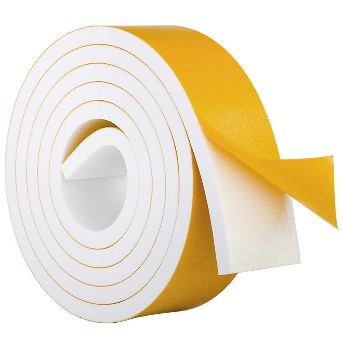 White Door Window Weather Stripping Self Adhesive Foam Tape High Density Foam Sealing Strip Window Insulation Weatherproof Gasket Tape