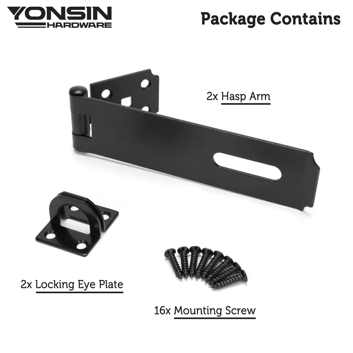 7-1/2" Door Padlock Safety Hasp Latch Heavy Duty 2 Pcs, Door Hasp Clasp Lock Gate Shed Hasp Latch Lock for Door Window Fence Gate Barn, 304 Stainless Steel, Thickness 1/8", Black