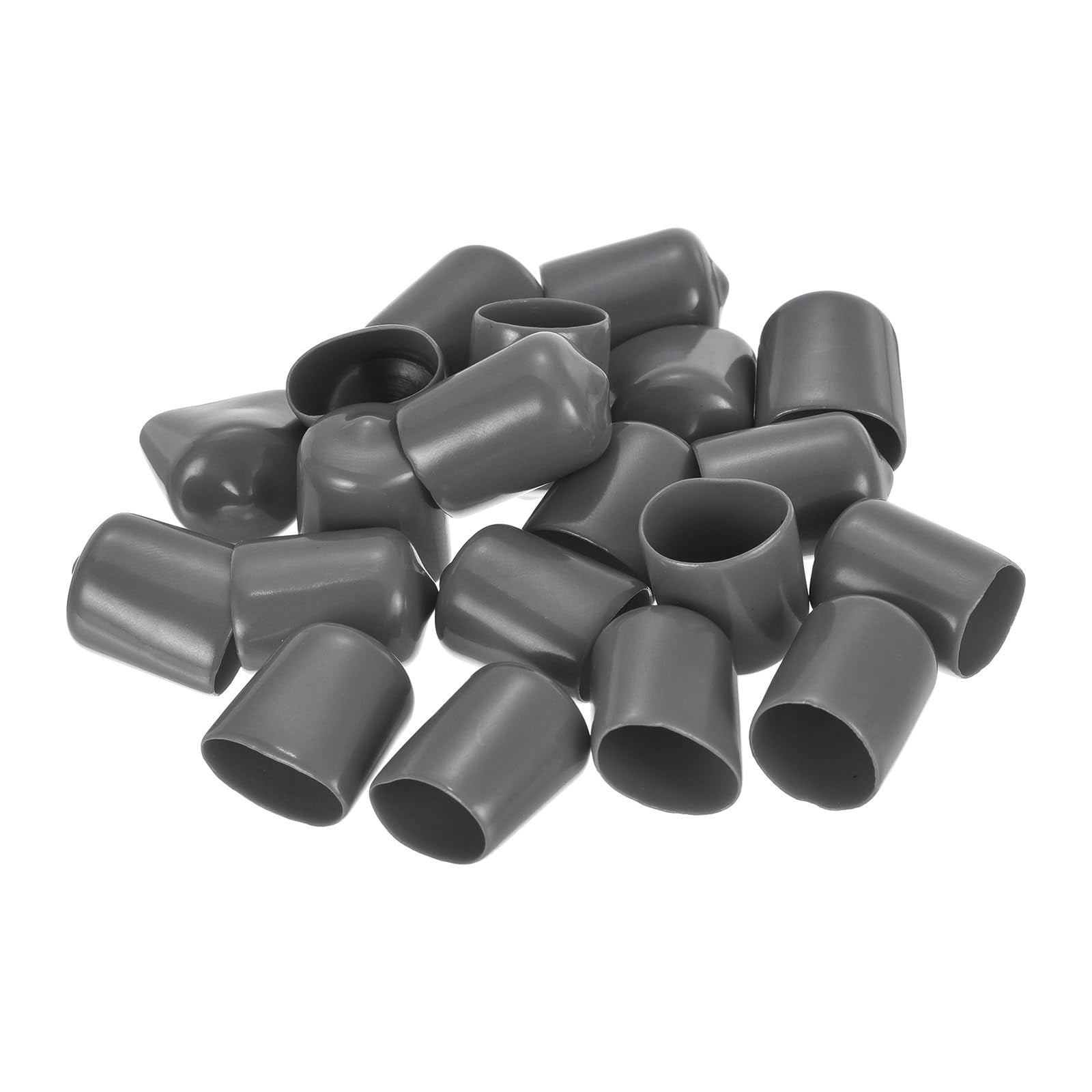 20pcs Rubber End Caps 15mm ID Vinyl PVC Round Tube Bolt Cap Cover Screw Thread Protectors Dark Grey
