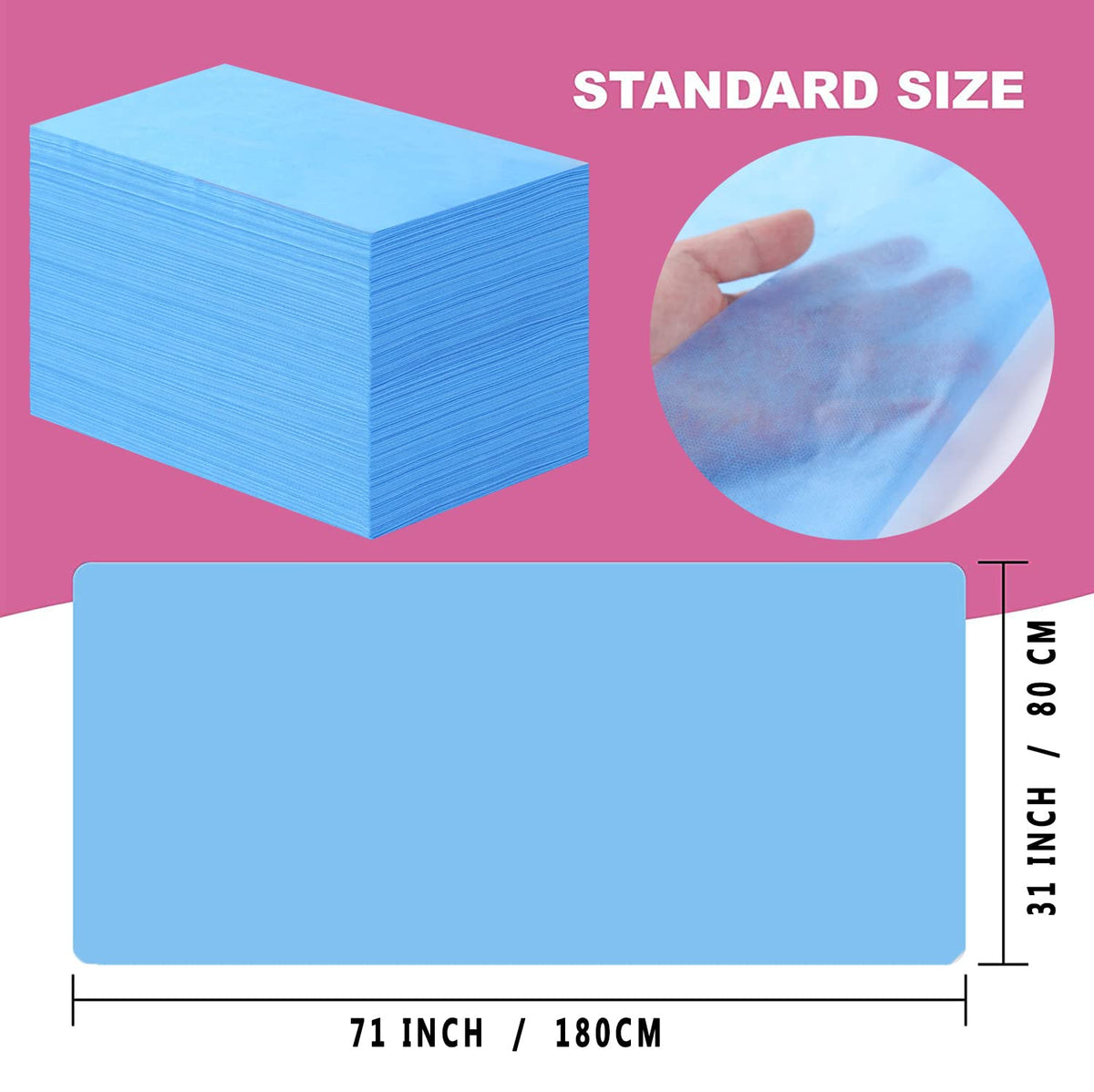 31" x 71" Disposable Bed Sheets for Massage Table Waterproof Massage Table Sheet Soft Non Woven Fabric SPA Bed Cover Breathable for Massage Beauty Tattoos 100PCS (100 Count)
