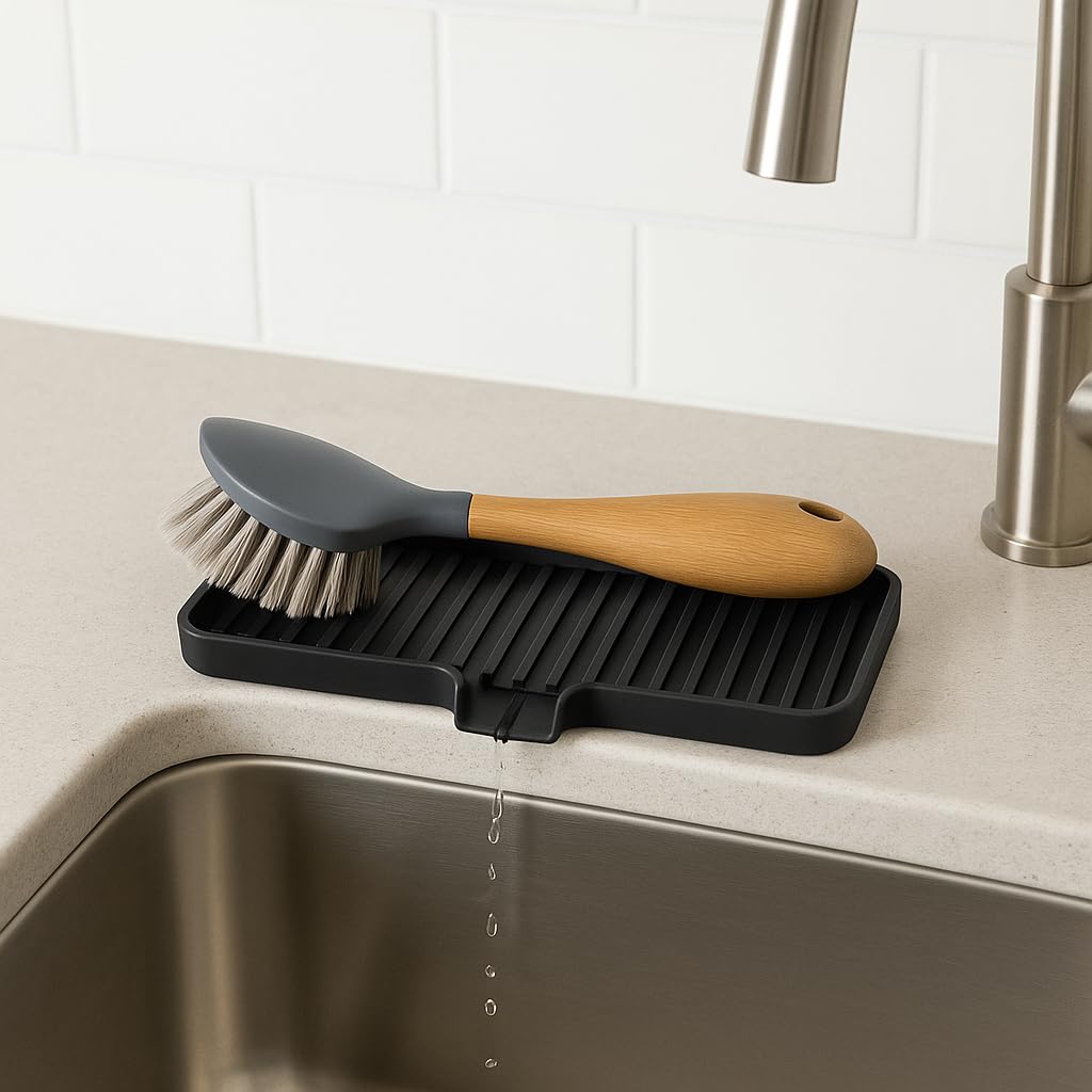 Silicone Soap Dish Tray and Sponge Holder with Drain Chute