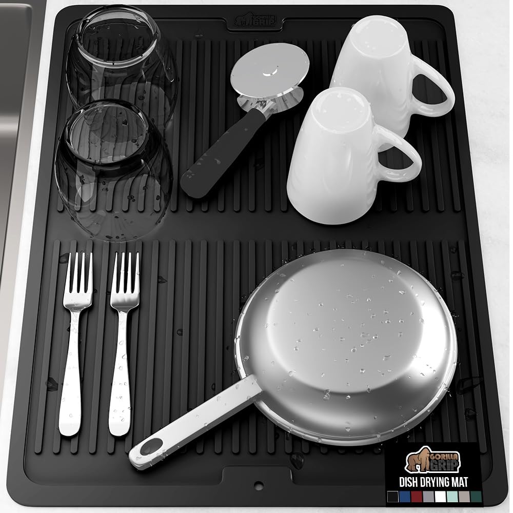100% BPA Free Patented Silicone Dish Drying Mat for Kitchen Counter
