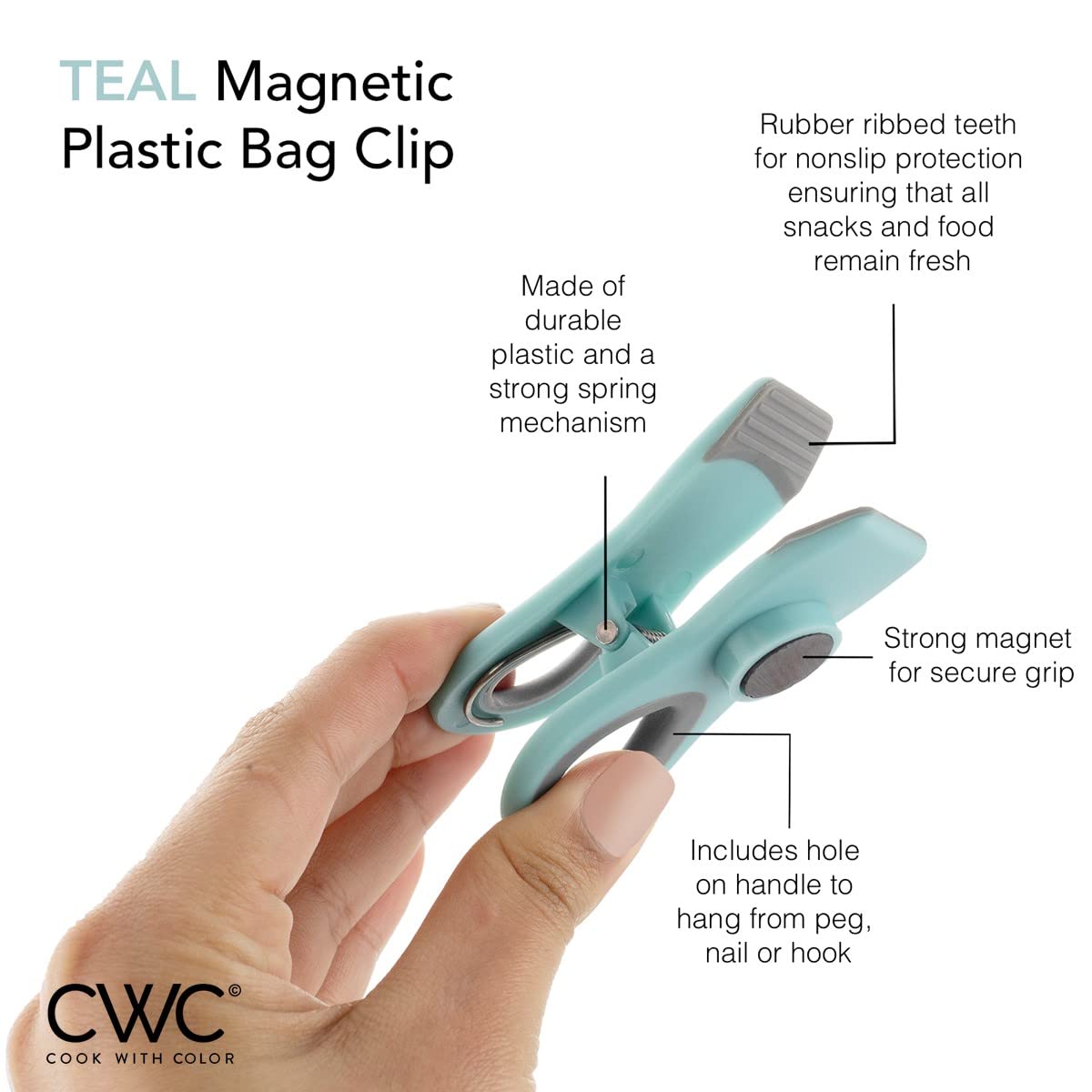 Bag Clips Heavy Duty Chip Clip and Refrigerator Magnet Clips for Food Storage with Air Tight Seal Grip (8 Count)