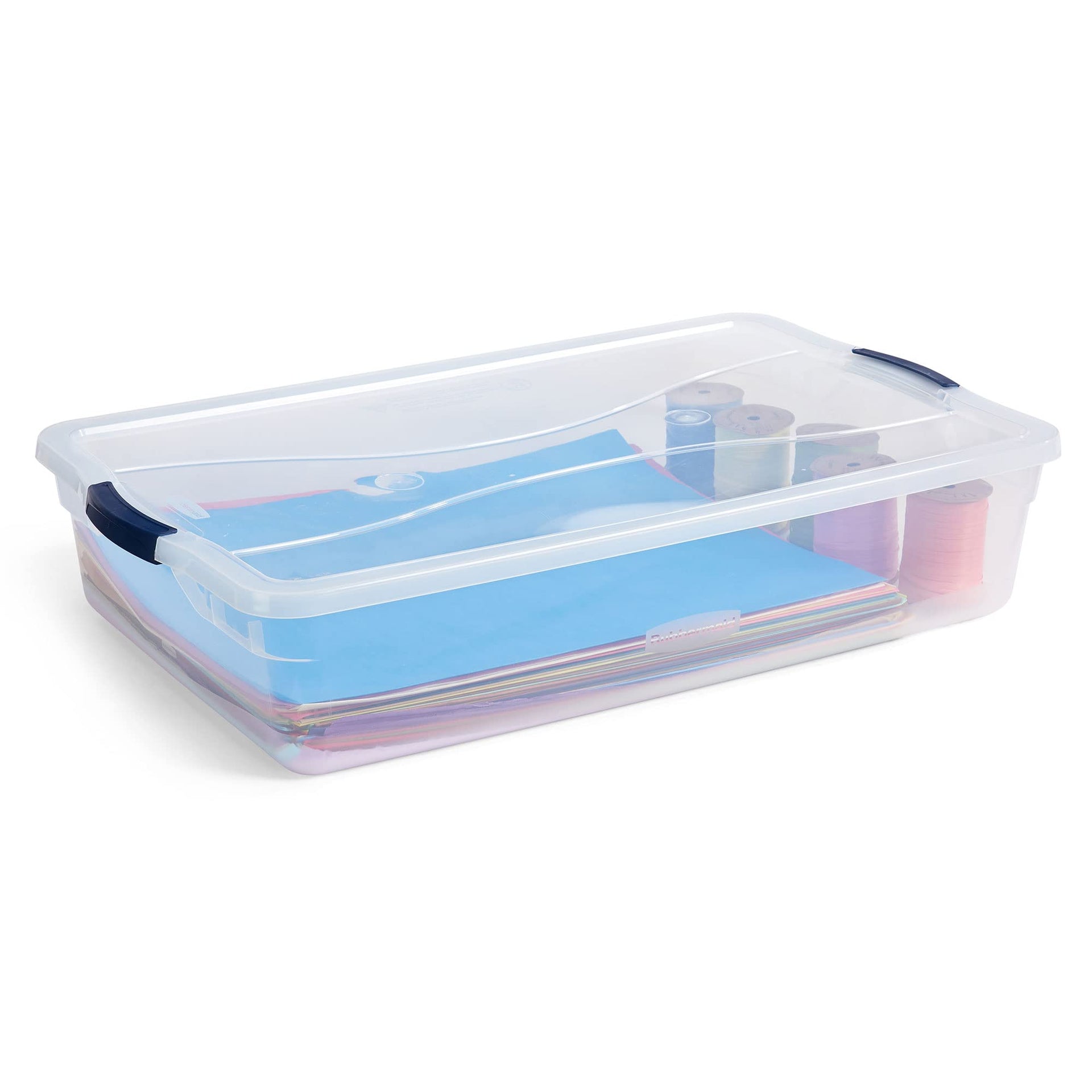 Cleverstore 42 Quart Stackable Plastic Storage Container Organizer Bin with Latching Lids for Garage (4 Count)