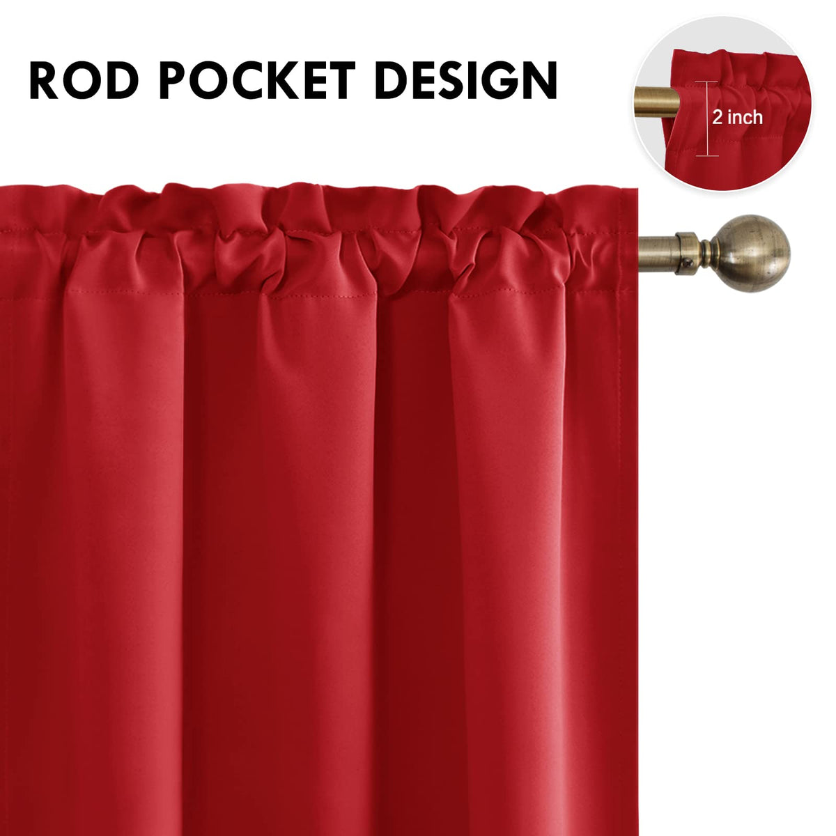 Blackout Curtains for Bedroom Living Room 38 x 45 Inch Long Red
