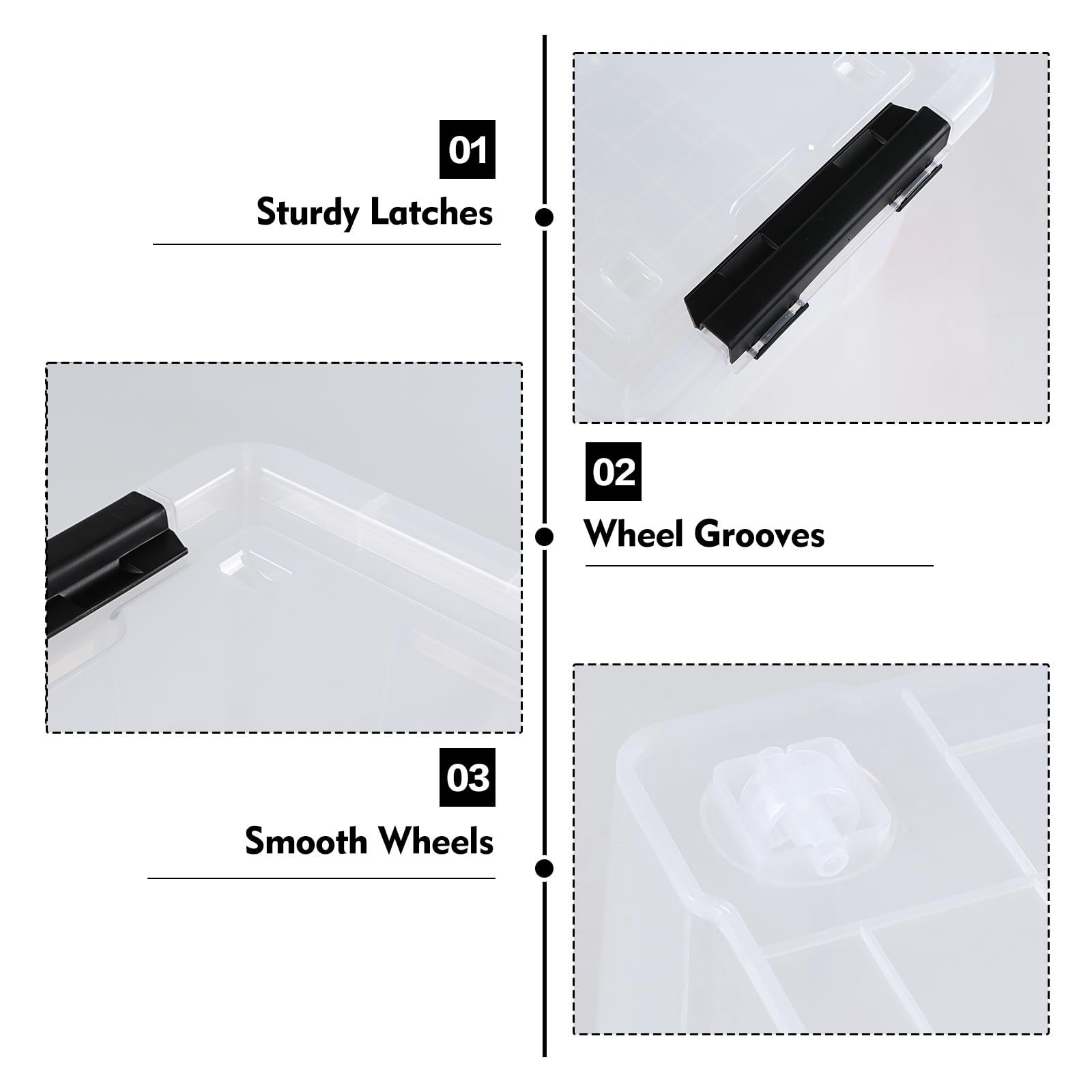 22 Qt Clear Plastic Storage Container Bin with Lid and Wheel (6 Count)