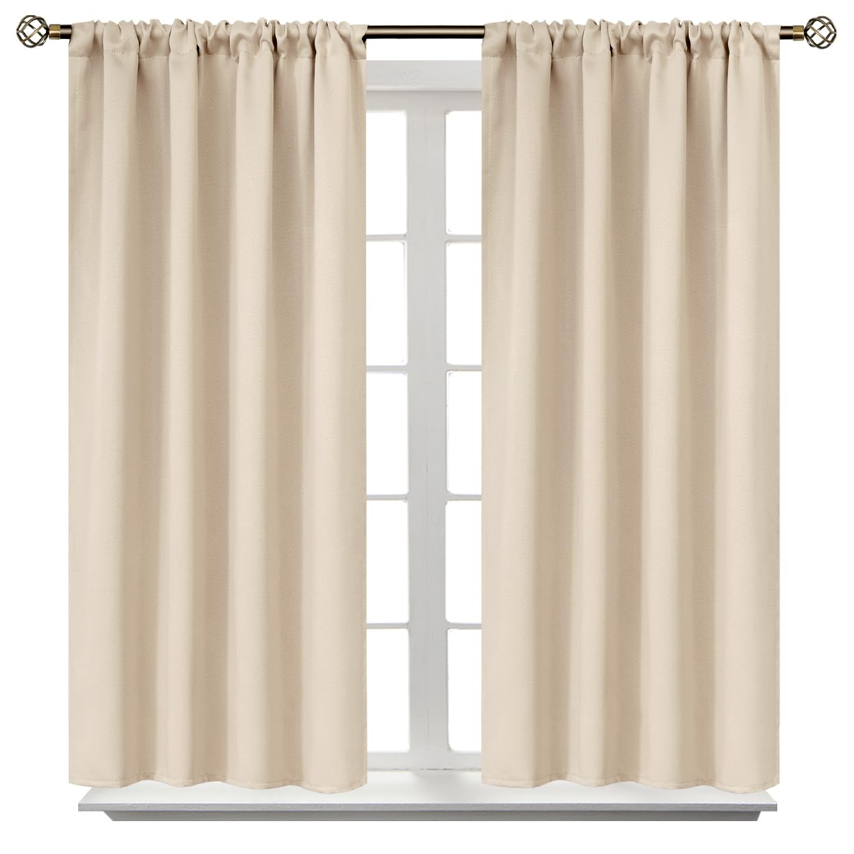 Champagne Blackout Curtains 45 Inches Long for Bedroom (2 Count)