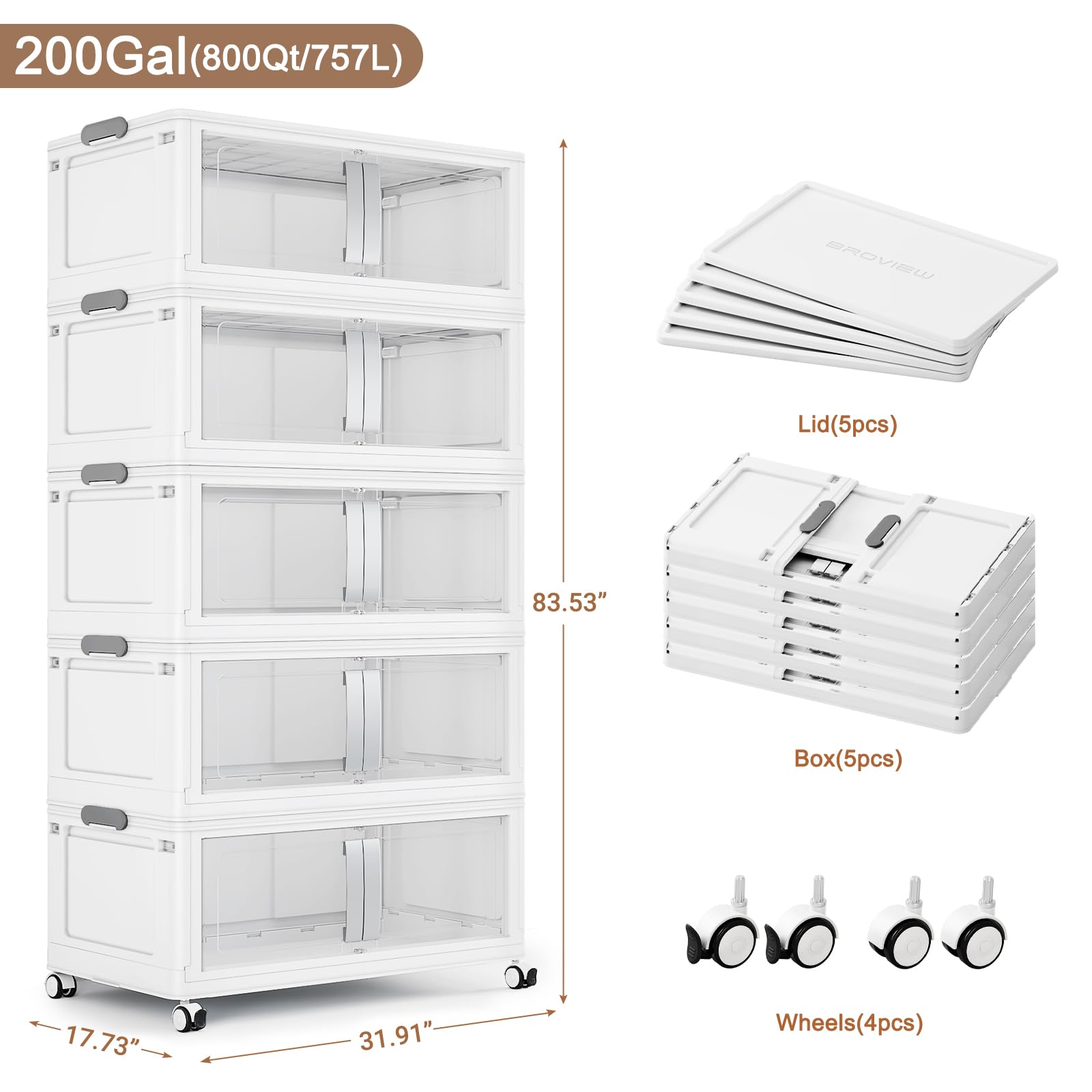 800QT Stackable Storage Bins with Lids (5 Count)