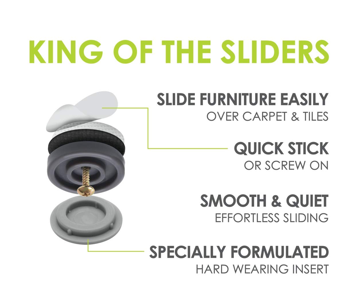 GorillaGlides CB253 1 Inch Chair Sliders (8 Count)