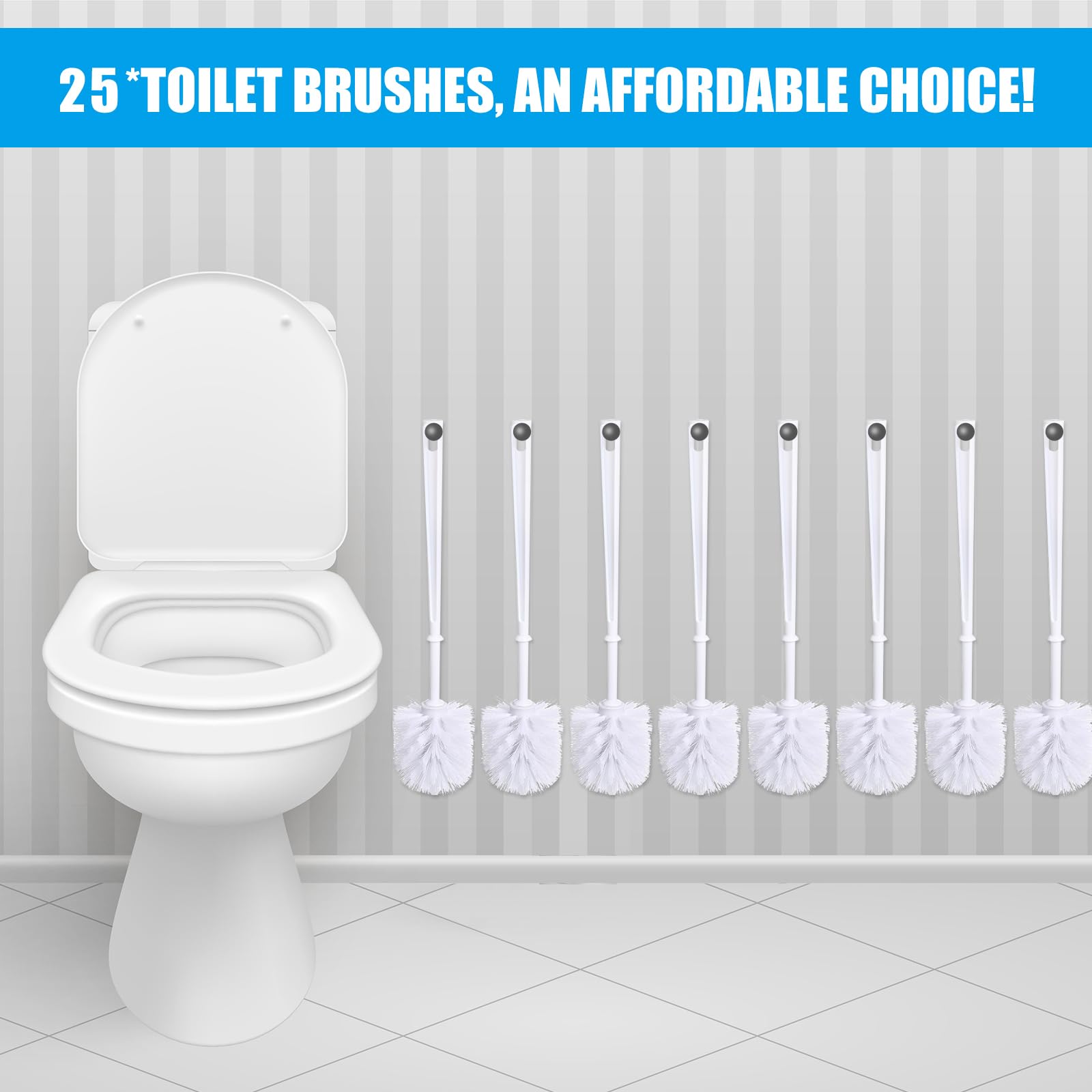 25 Pcs White Toilet Brush (25 Count)