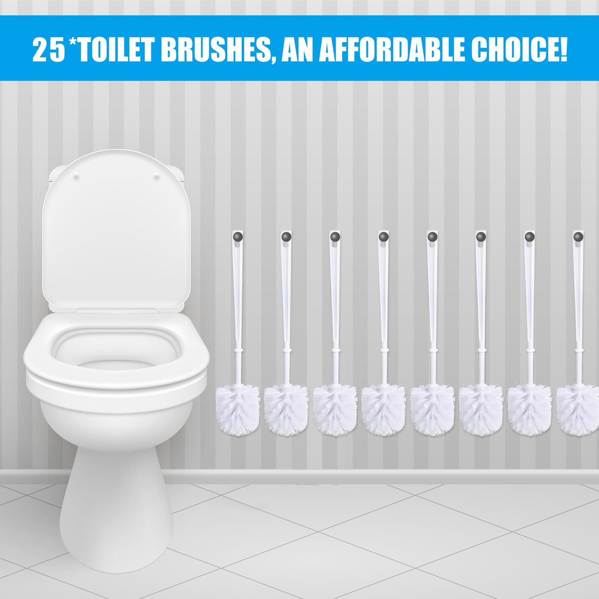 1 Pcs White Toilet Bowl Brush