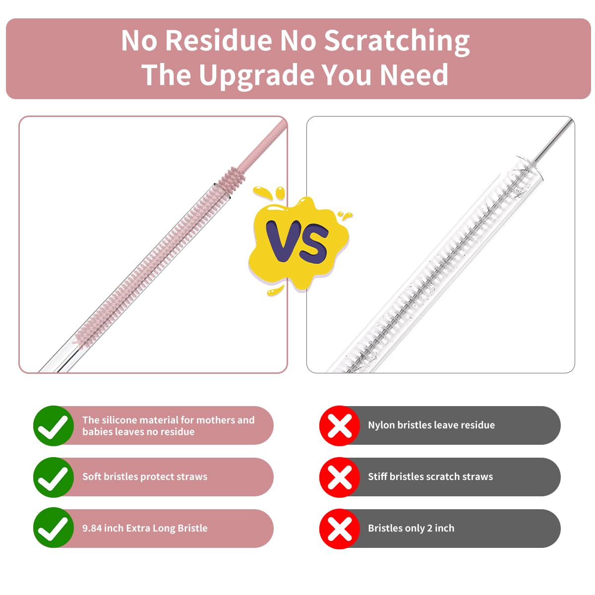4PCS Silicone Straw Cleaner Brush