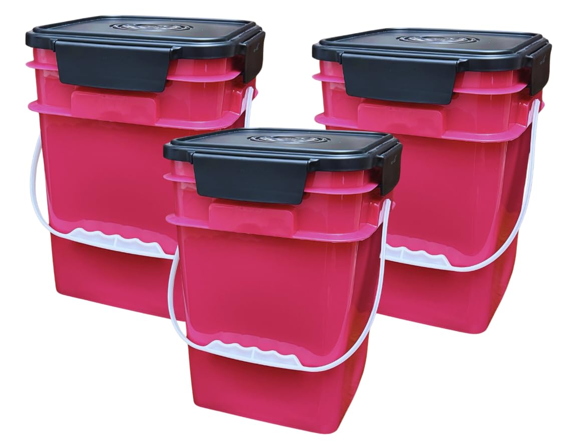 4 Gallon Square Food Grade Bucket Pail with Plastic Handles and Lid