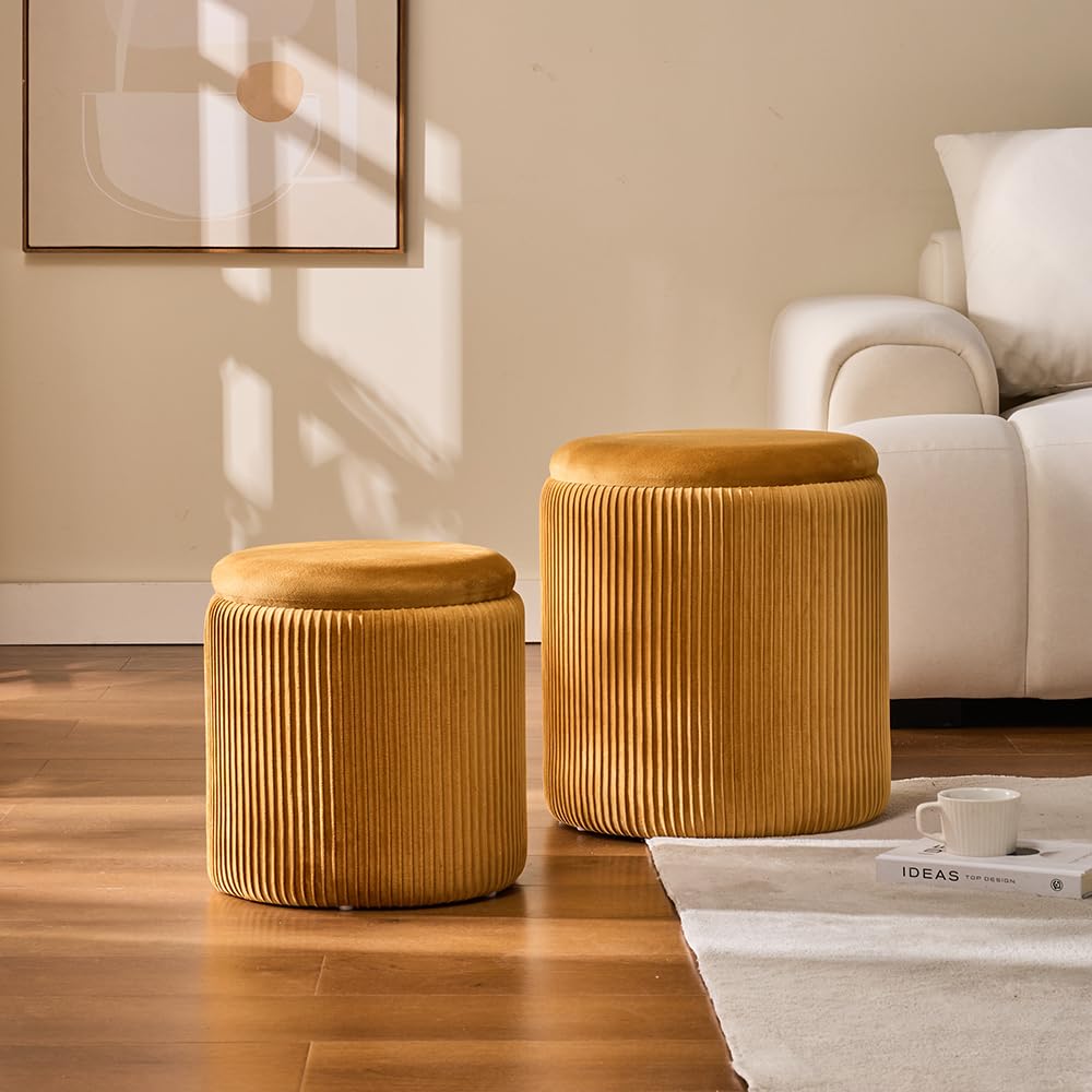 Set of 2 Round Storage Ottoman