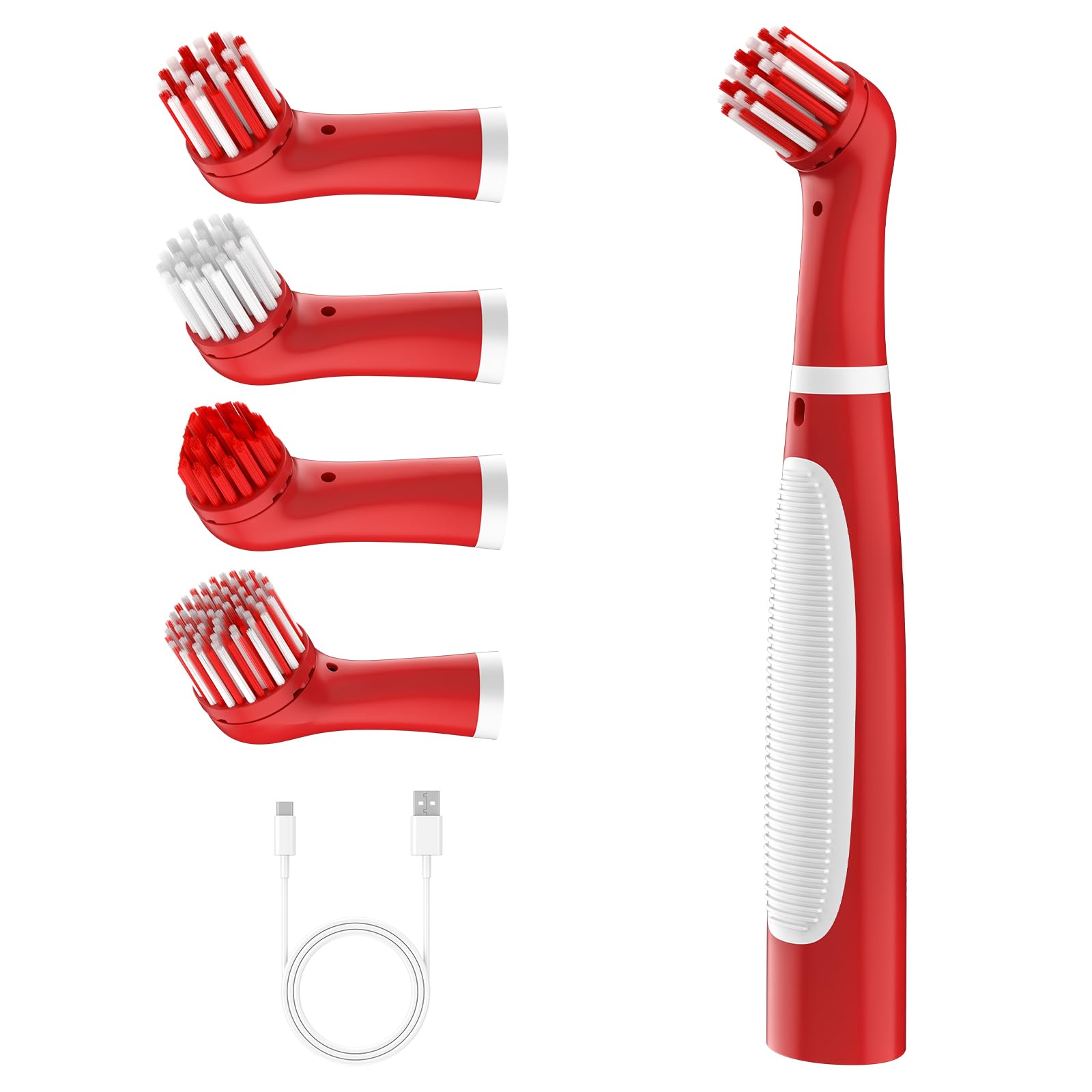 Rechargeable Electric Cleaning Brush with 4 in 1 Multiple Brush Heads and USB Cable