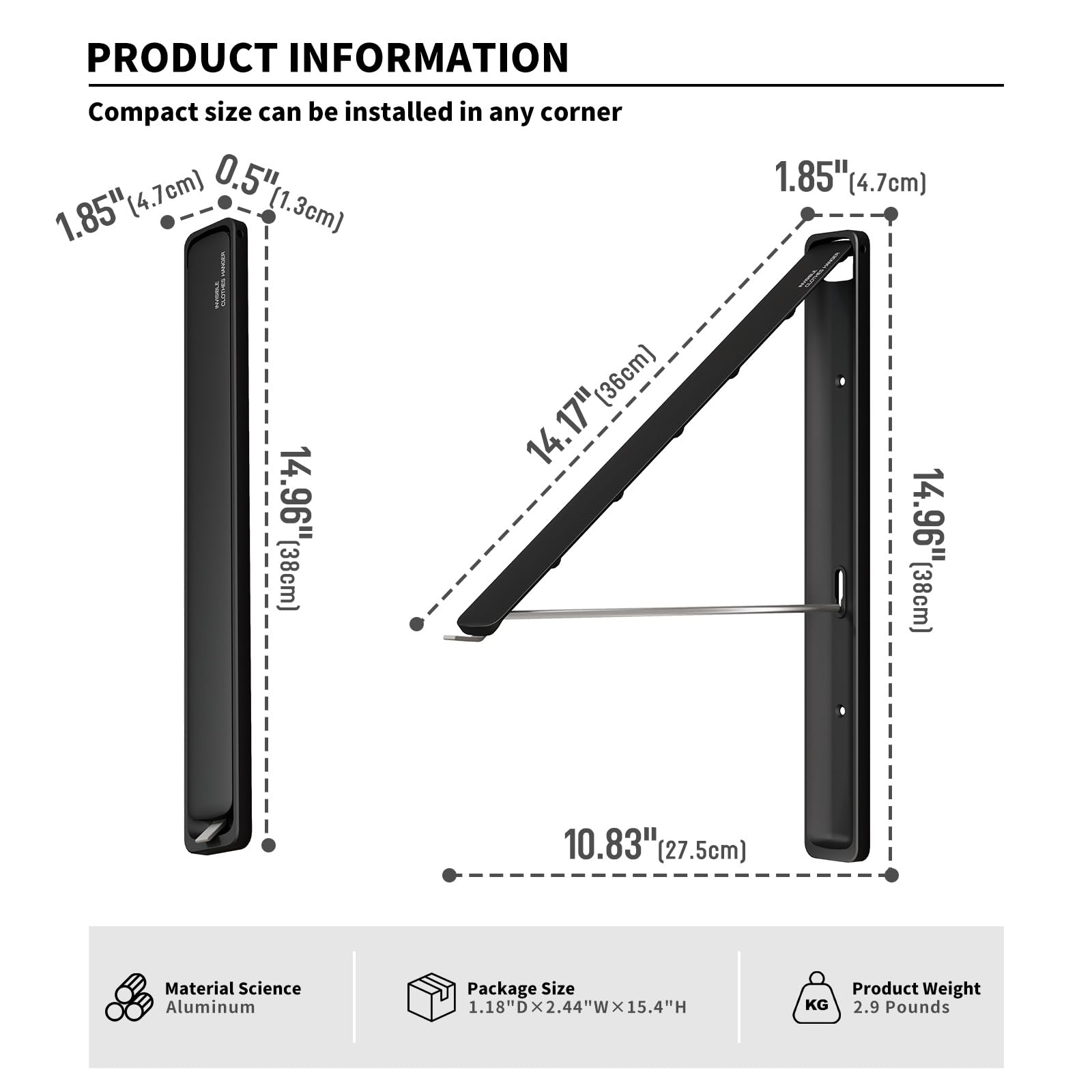 Folding Clothes Hanger Rack Wall mounted for Laundry Clothes Drying Rack