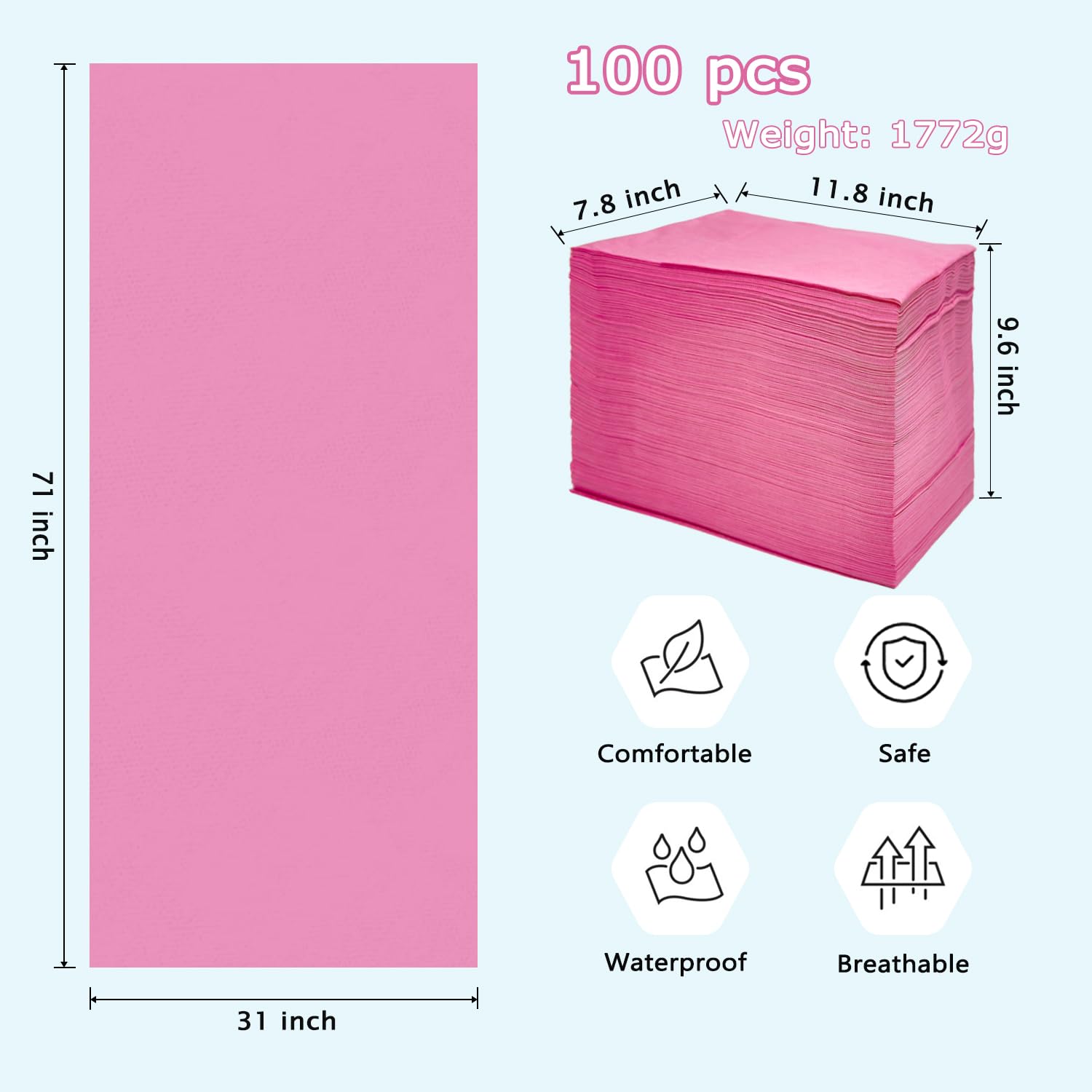 100Pcs Disposable Massage Table Sheets 31" x 71" Non