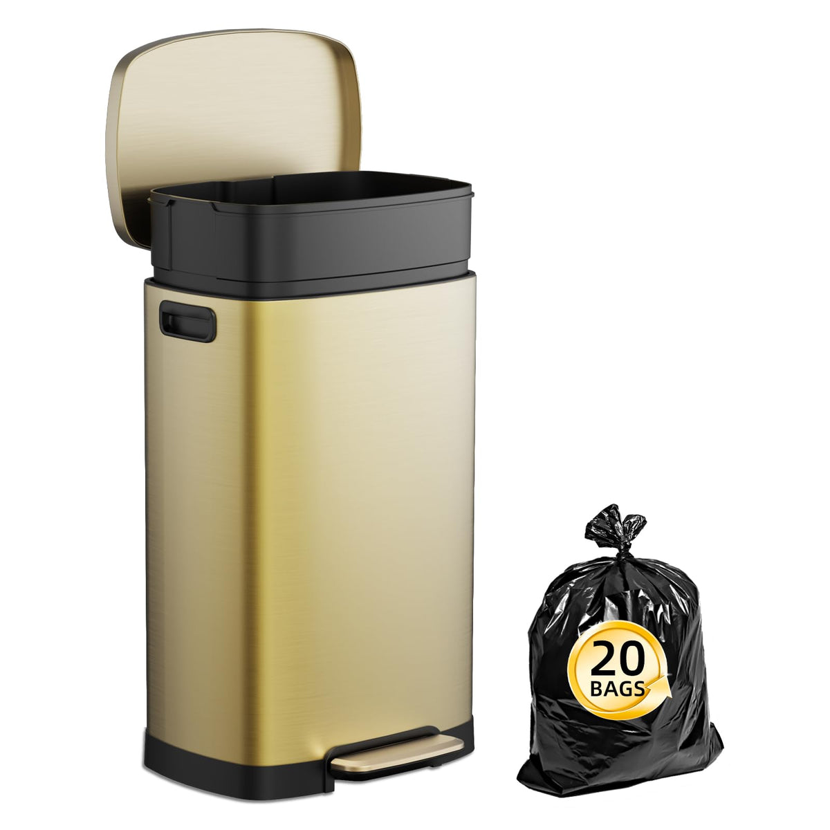 13 Gallon Trash Can with Lid (40 Count)
