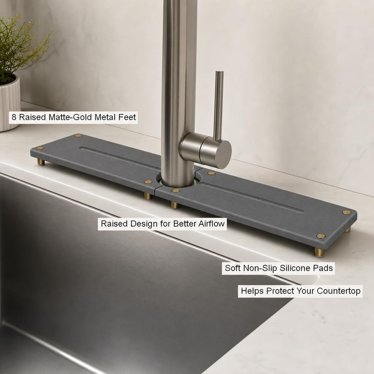 2PCS Stone Faucet Mat for Kitchen Sink