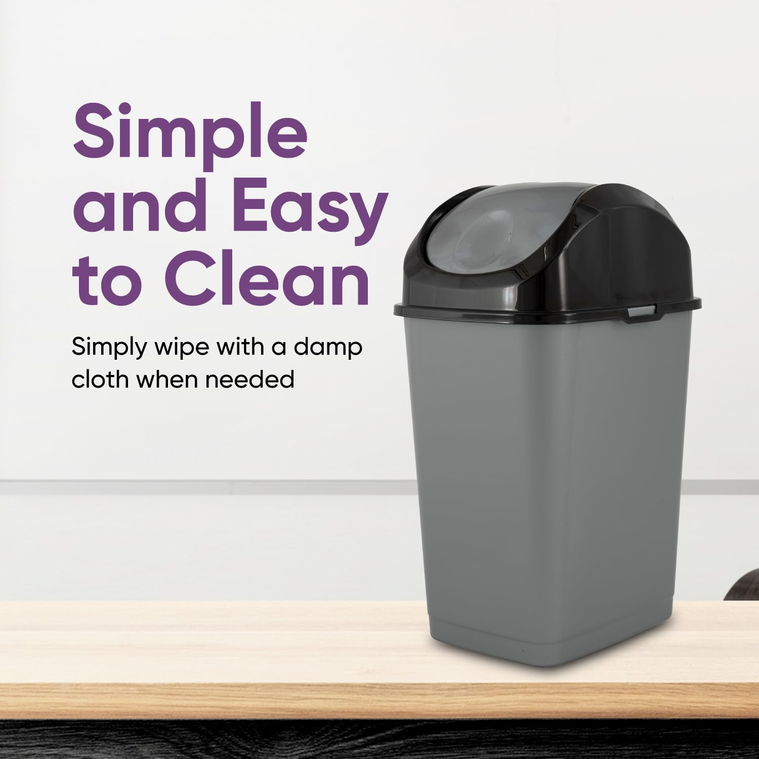 Small 2.5 Gallon Plastic Trash Can with Swing Top Lid