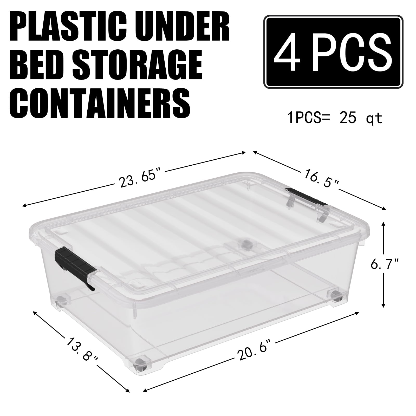 4 Pack Underbed Storage Bins with Lids (3 Count)