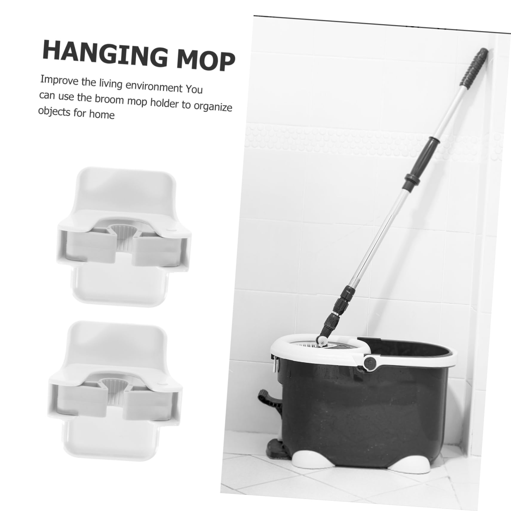 4pcs Mop Hanger Wall Mount Broom Clip Storage Hook Non