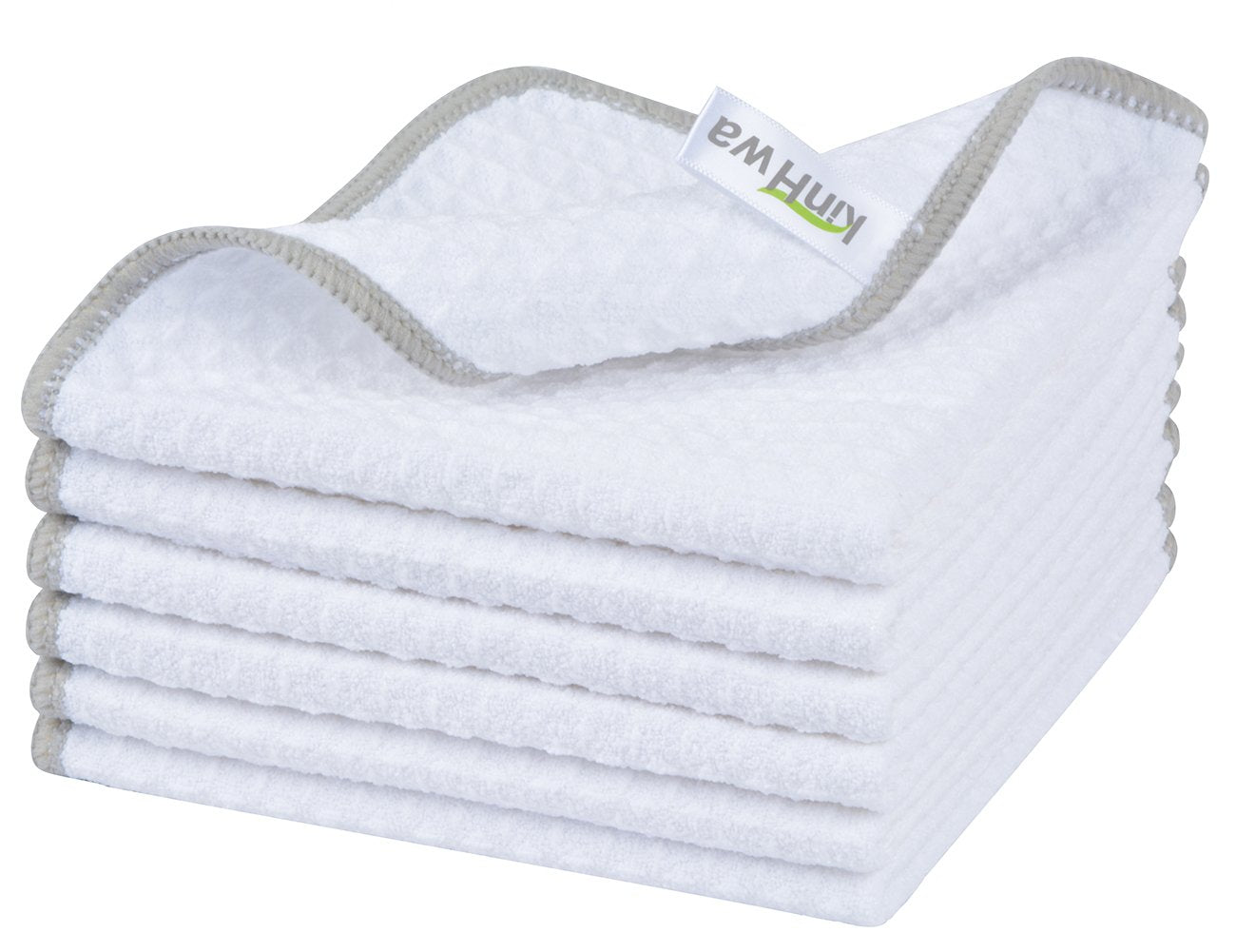 Waffle Microfiber Dish Cloths White Kitchen Towels (6 Count)