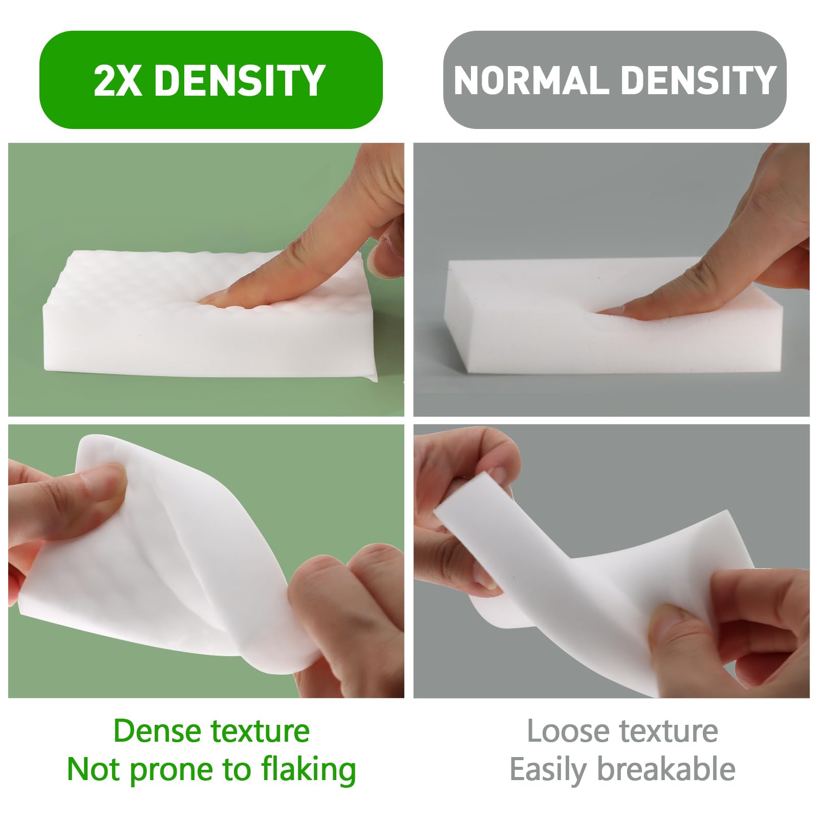 50 Pack 2X Density Melamine Sponges Long Lasting Magic Cleaning Eraser Pads (50 Count)
