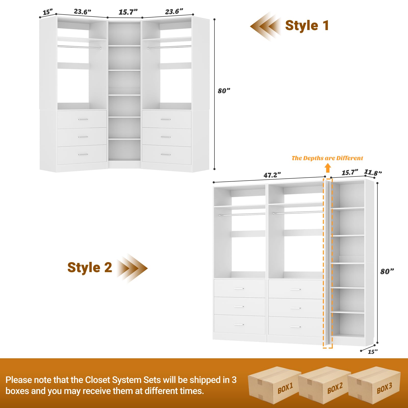 Closet System with 6 Drawers & 10 Shelves