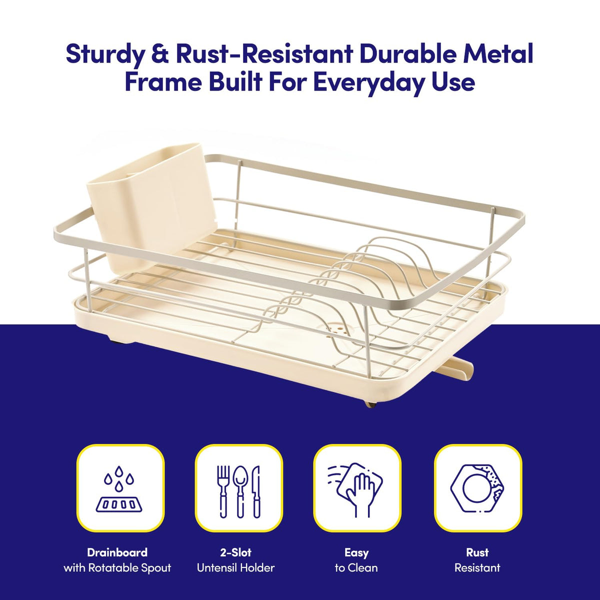 Dish Drying Rack 3 Piece Dish Drainer with Drainboard Set for Kitchen Counter