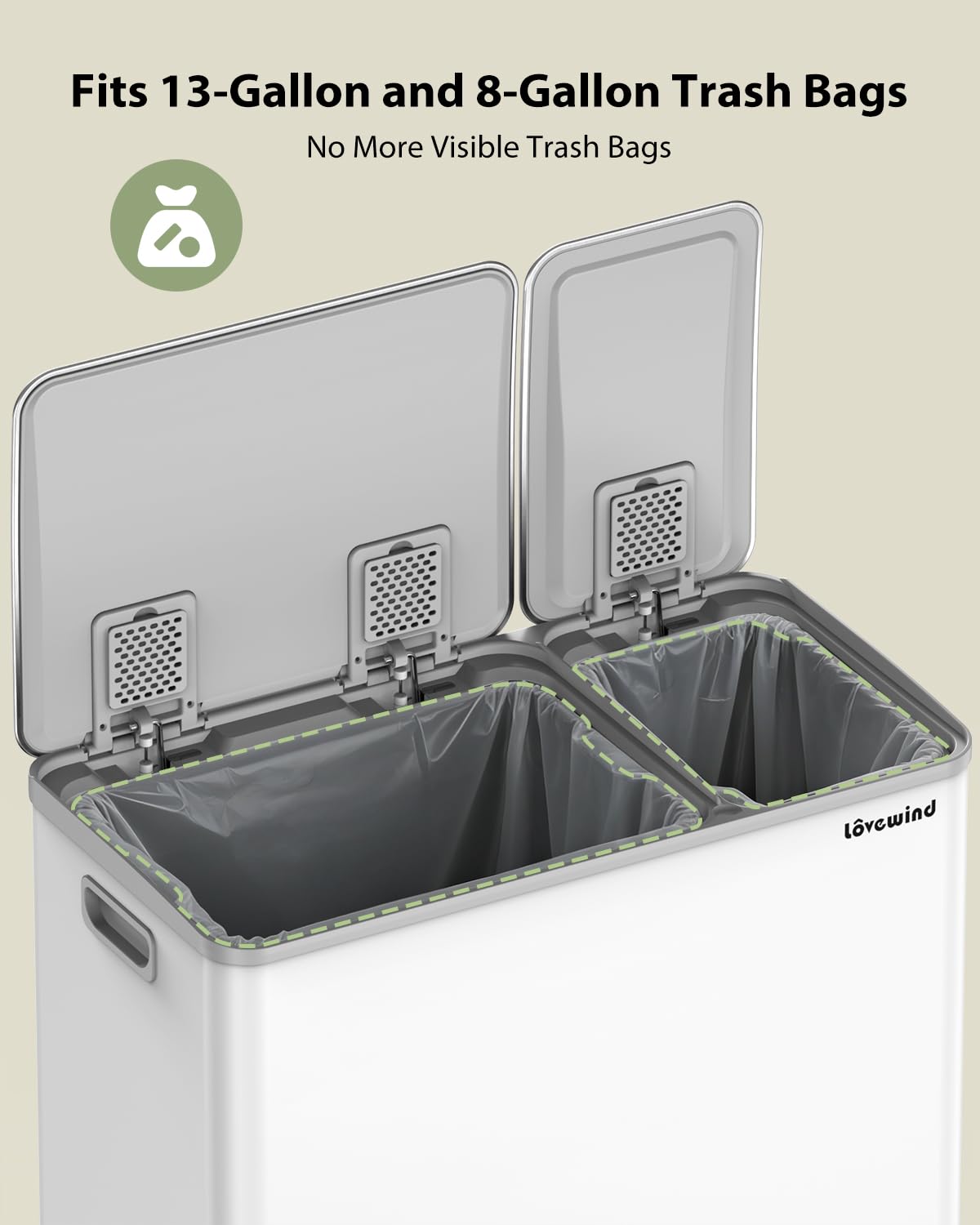 Dual Trash and Recycling Bins for Kitchen