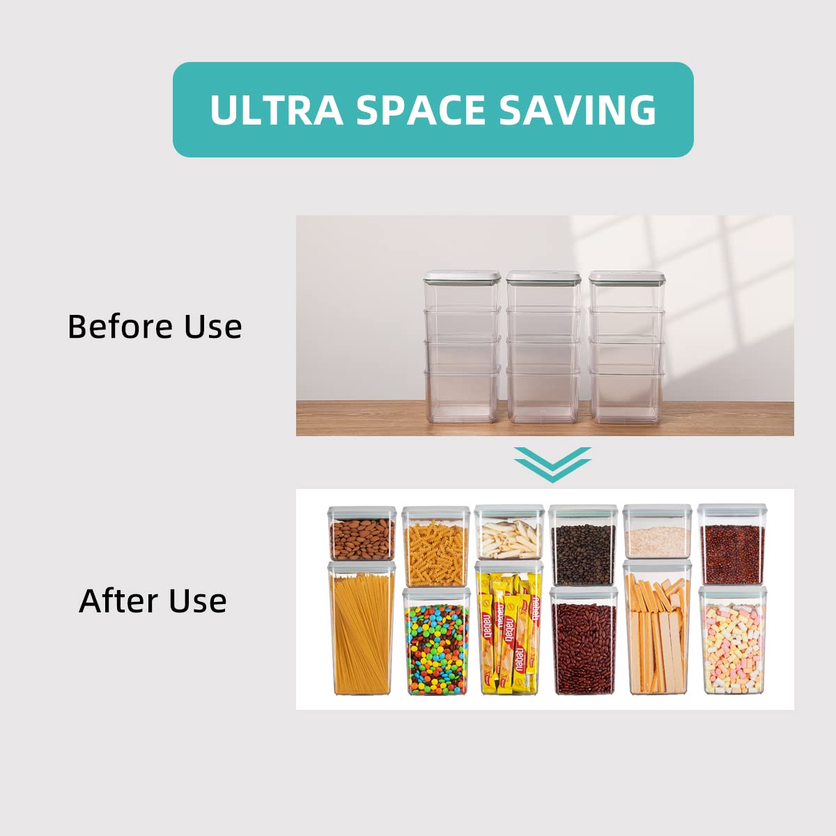 Food Storage Containers Pop Airtight Food Storage Containers with Lids for Kitchen Pantry Organizing Cereal Snack Flour Sugar Coffee Spaghetti Stackable (13.5256 Fl Oz)