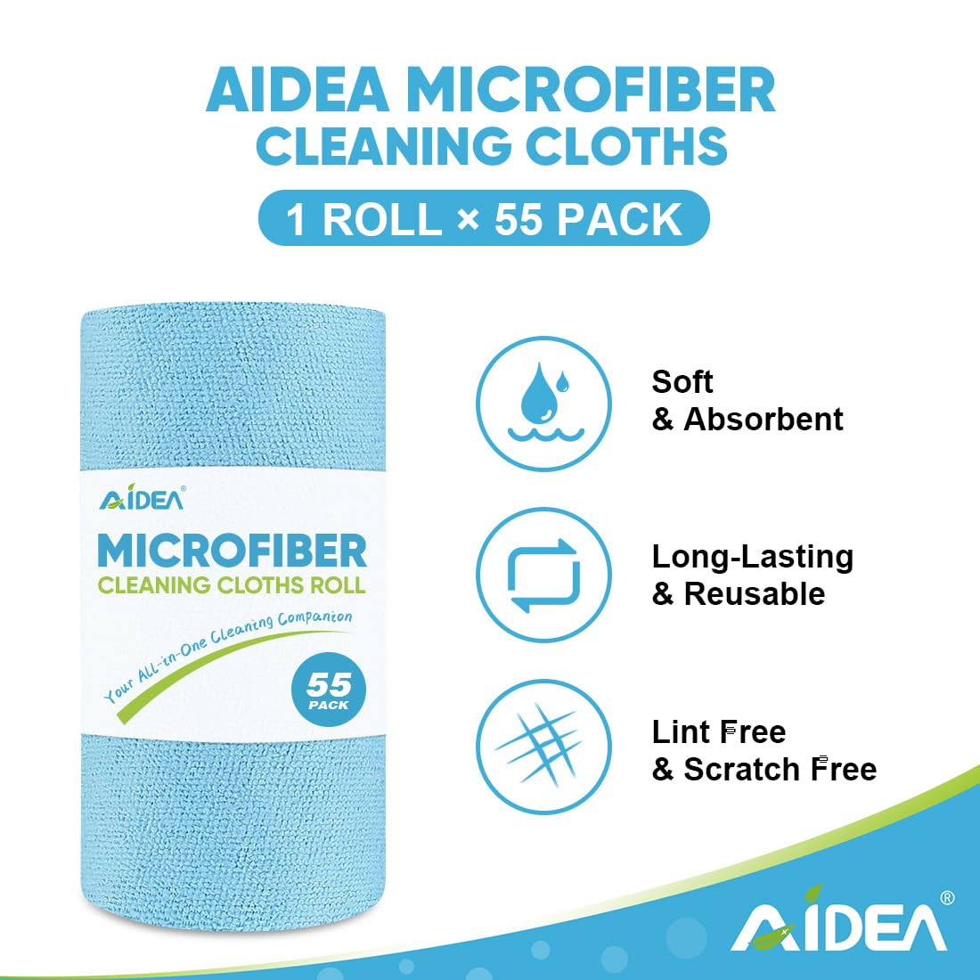 Microfiber Cleaning Cloth Roll (55 Count) - ModHome Supplies
