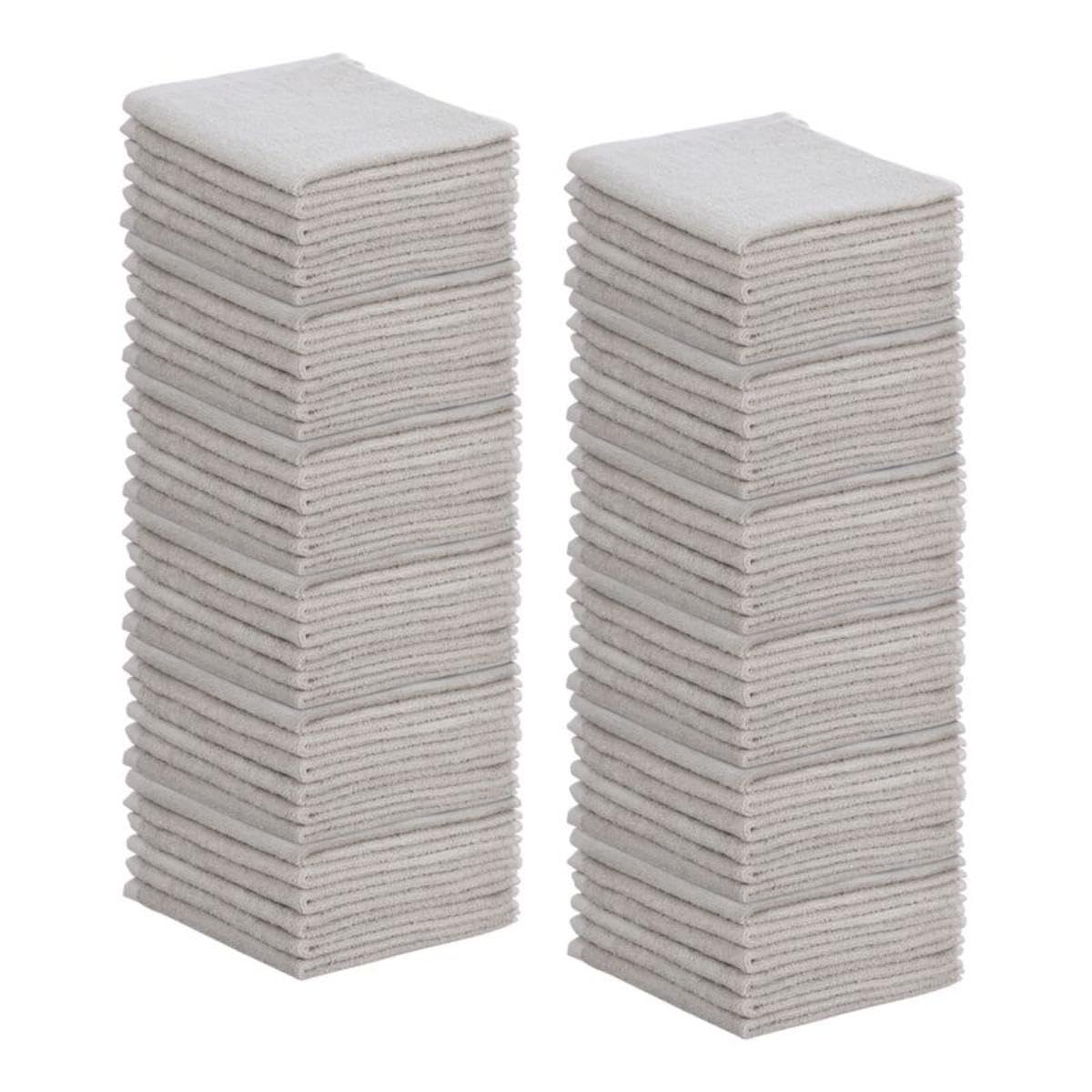 Cotton Terry Washcloths Grey Towels 100% Cotton Cleaning Cloth 16" Rags Wash Clothes for Body and Face (72 Count)
