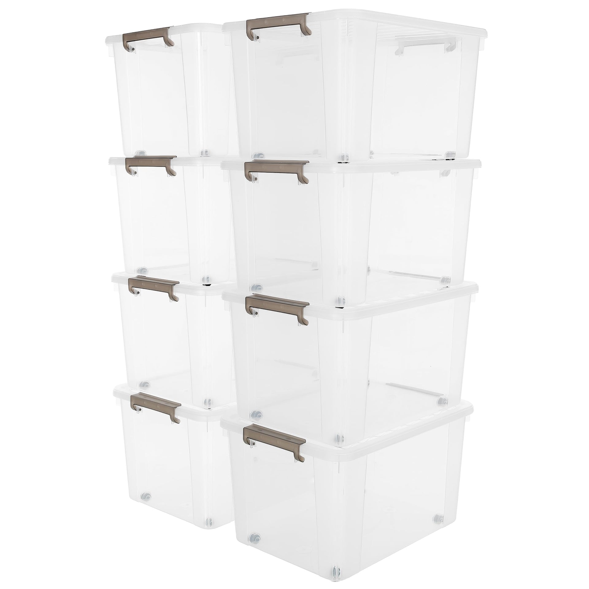 69 QT Plastic Storage Bins with Latching Lids Stackable Storage Containers for Organizing Large Clear Storage Box for Garage (8 Count)