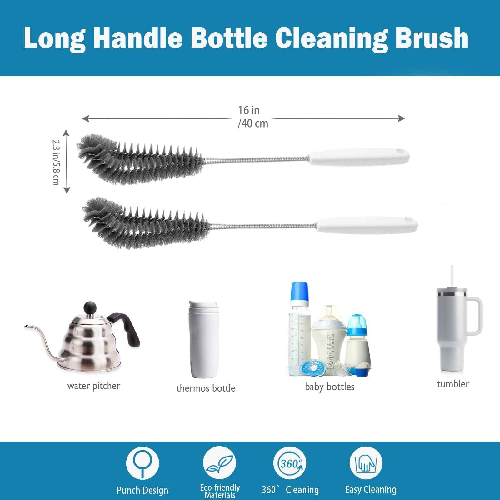 16 inches Long Handle Black Bottle Cleaning Brushes (2 Count)