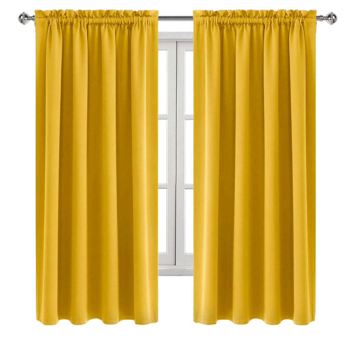 Blackout Curtains for Bedroom Living Room 52 x 63 Inch Long Yellow (2 Count)