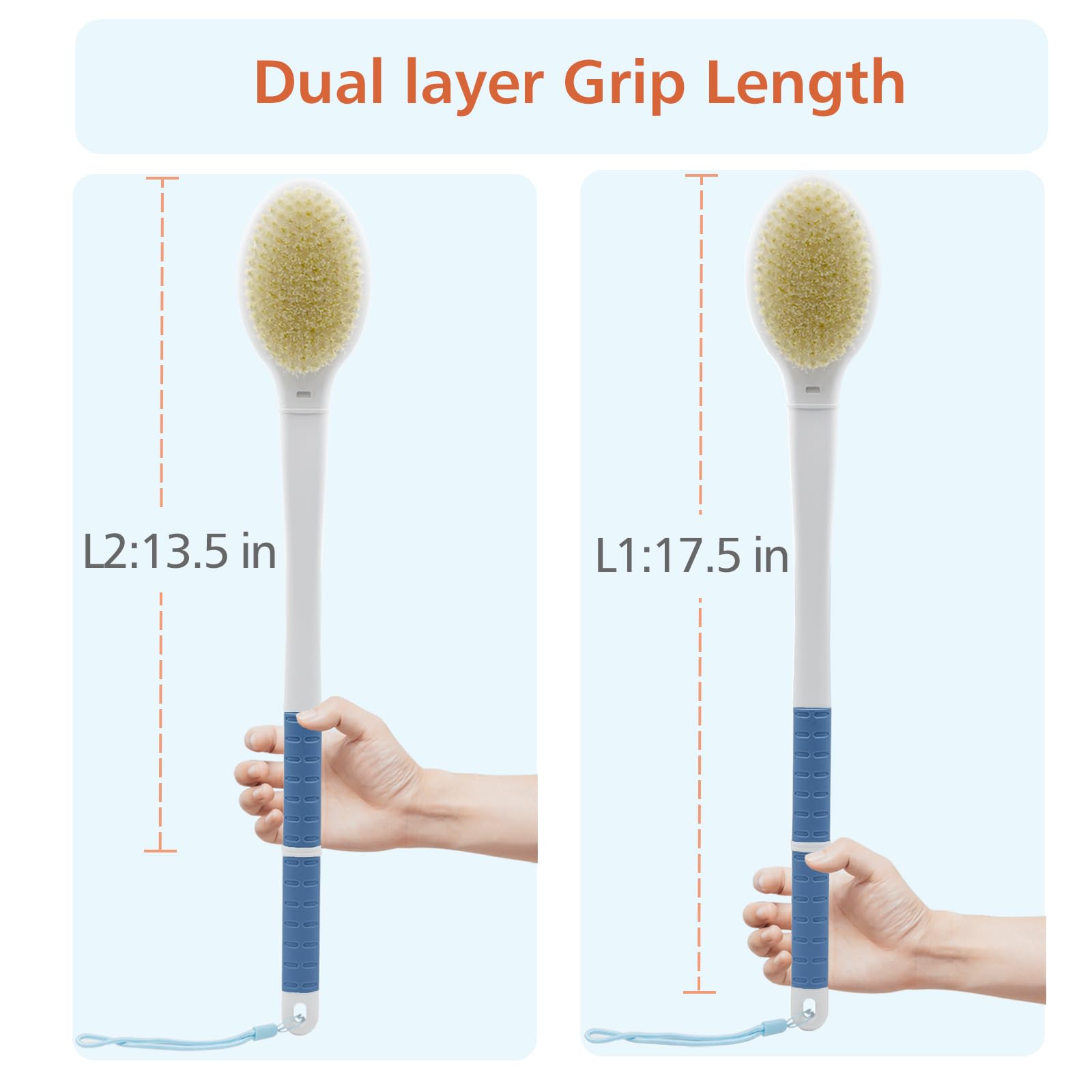 Shower Brush with Soft & Stiff Bristles