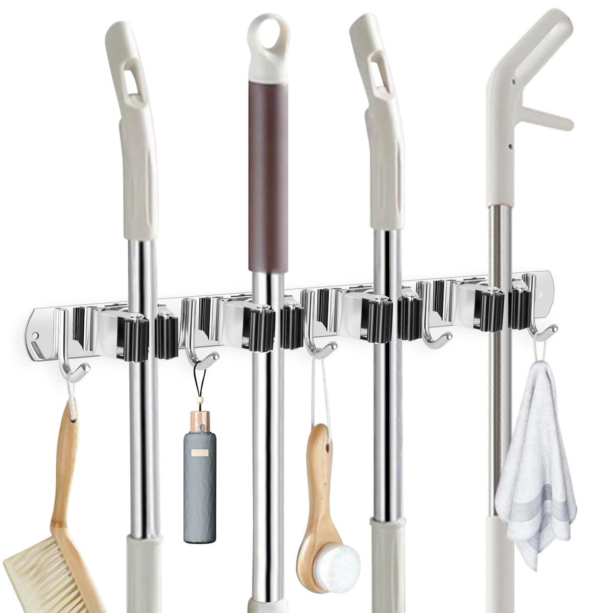 Broom Holder Wall Mount Stainless Steel Mop Organizer