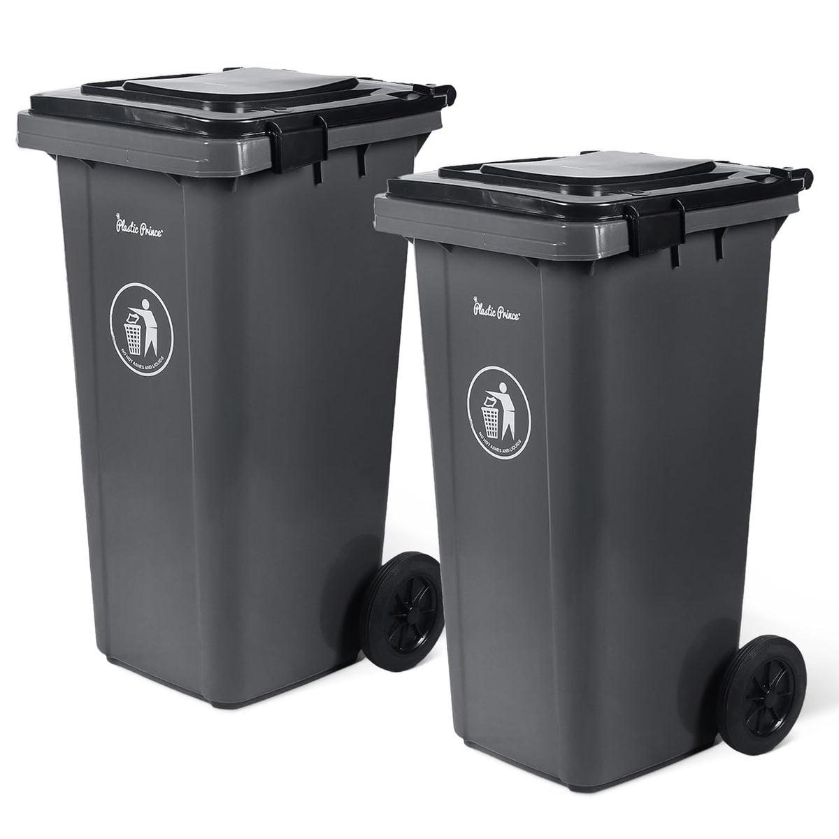 32 Gallon Trash Can with Wheels Outdoor Garbage Can with Lid and Wheels Locking Trash Can Commercial Heavy (2 Count)