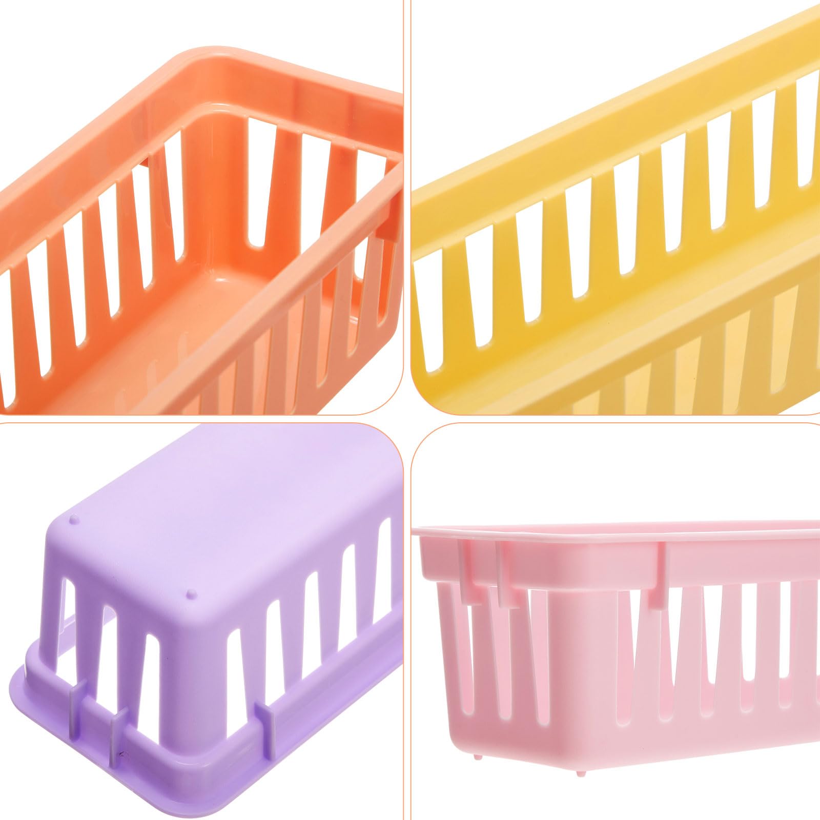 12 Pack Slim Plastic Storage Baskets Tray for Organizing 10.25x3.25x2.5 Inch Small Narrow Storage Bins Stackable Drawer Pencil Trays Holder for Desk Garage Cabinet Container (12 Count)