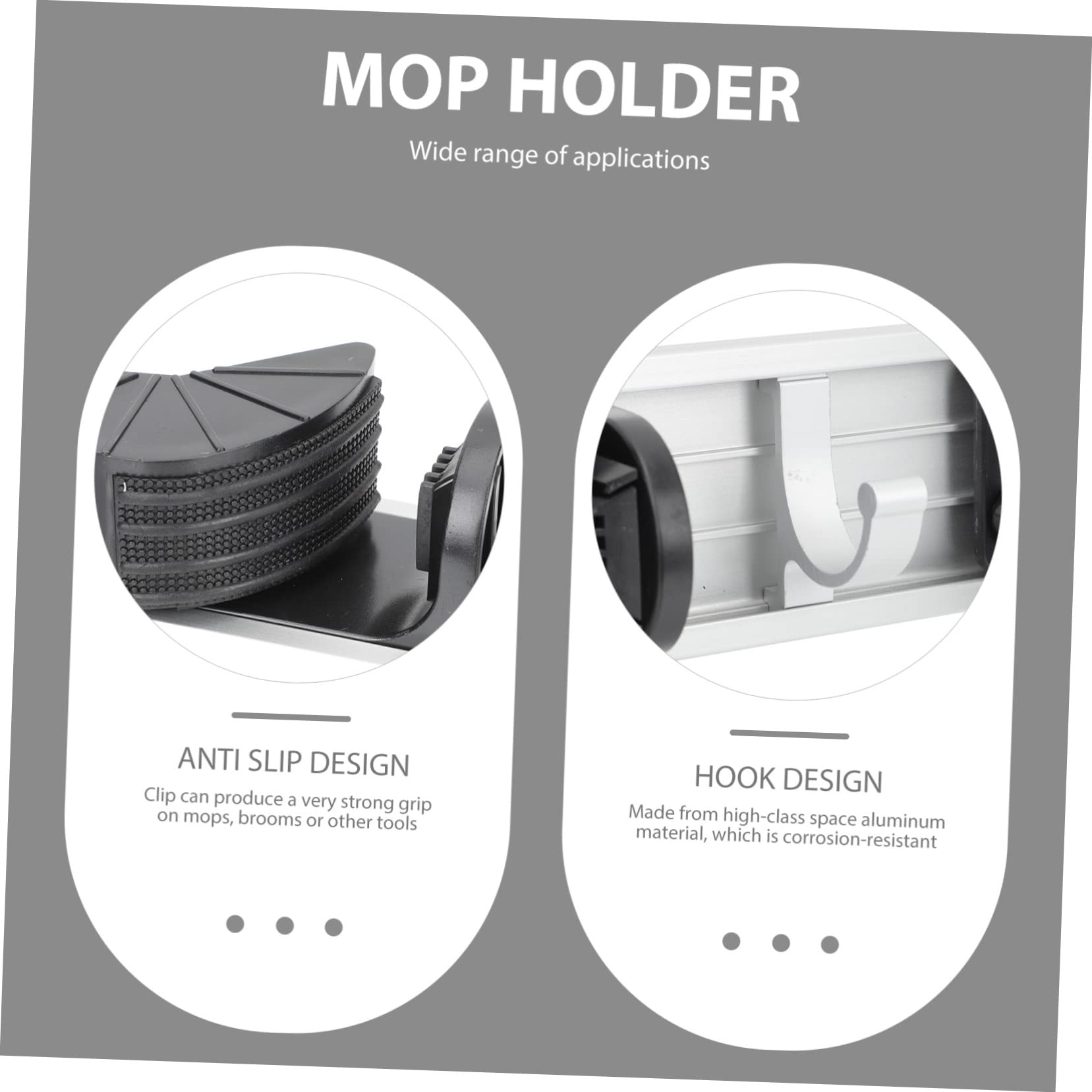 Broom Holder Wall Mount Mop Hanger Cleaning Supplies Organizer Hanger Hooks