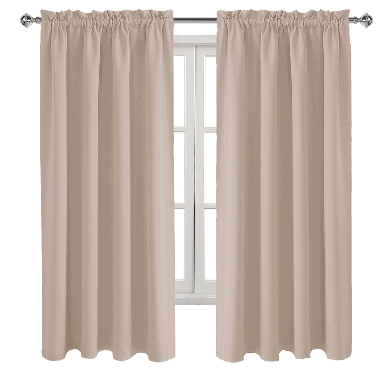 Blackout Curtains for Bedroom Living Room 52 x 63 Inch Long Camel (2 Count)