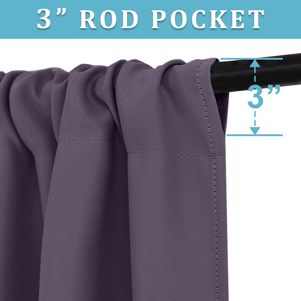 Short Greyish Purple Blackout Curtains for Small Bedroom Window
