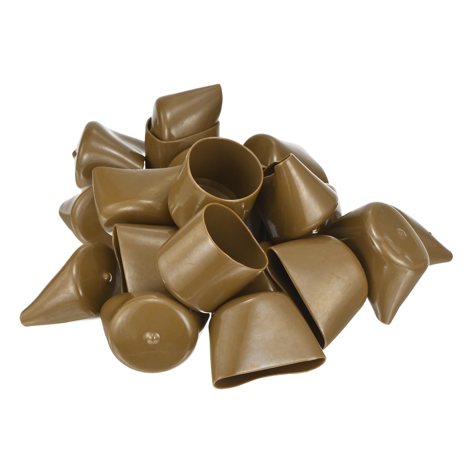 20pcs Rubber End Caps 46mm ID Vinyl PVC Round Tube Bolt Cap Cover Screw Thread Protectors Light Brown