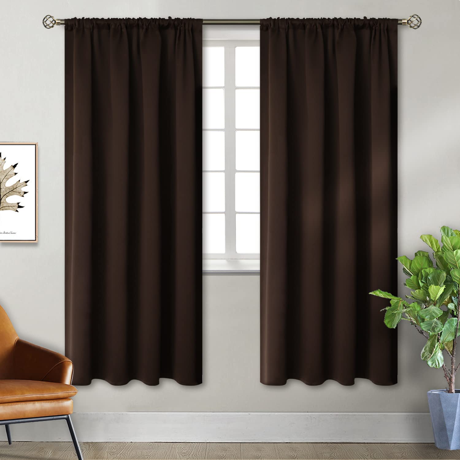 Rod Pocket Blackout Curtains for Bedroom (2 Count)
