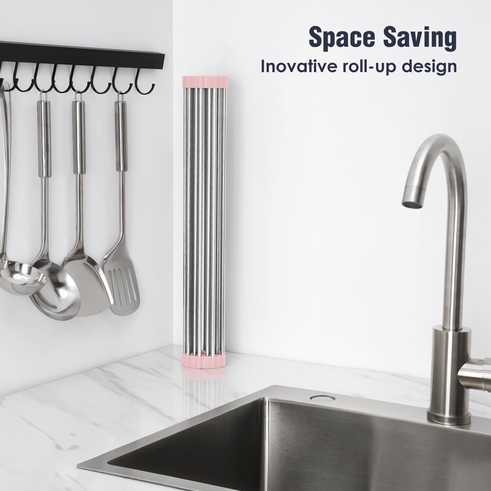 Roll Up Dish Drying Rack Over Sink