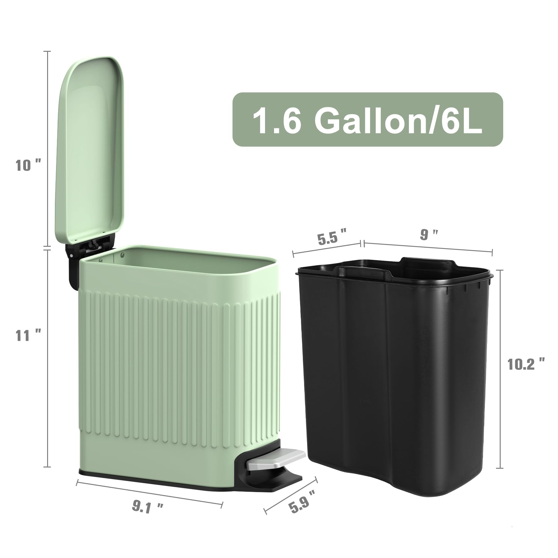Slim Bathroom Trash Can with Lid Soft Close & Pedal